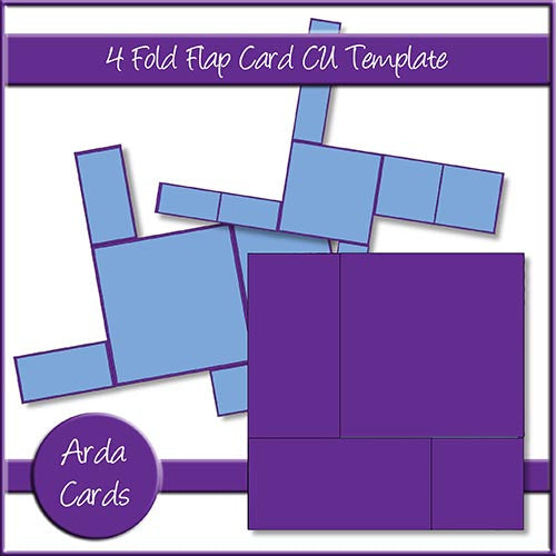 4 Fold Flap Card CU Template - The Printable Craft Shop