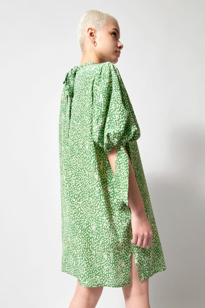 green dress white dots