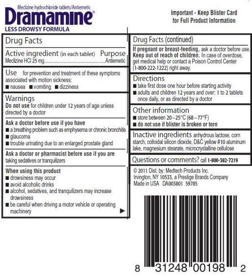 Dramamine Less Drowsy Motion Sickness Tablets