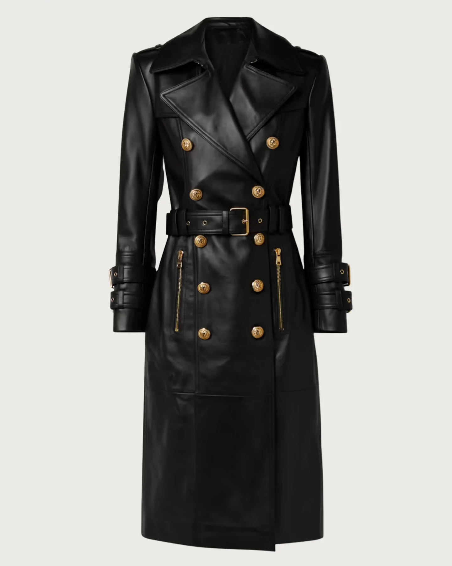 black trench coat gold buttons