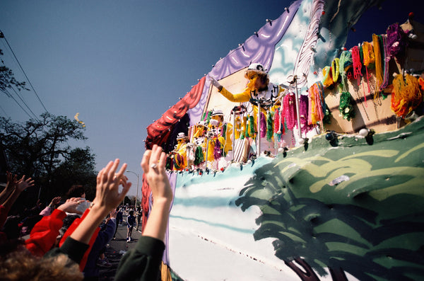 Krewe Parade at Mardi Gras with Plastic Beads