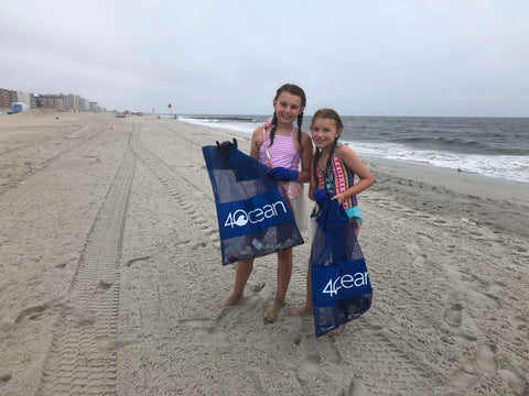Olivia and Julia with their 4ocean Clean-up Totes
