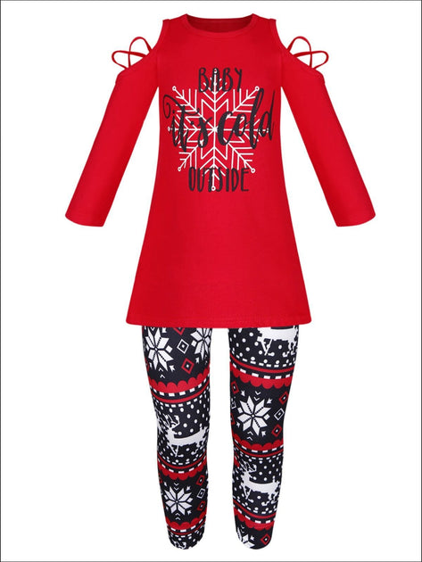 girls reindeer leggings