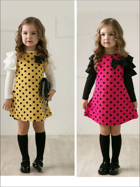 girls yellow polka dot dress