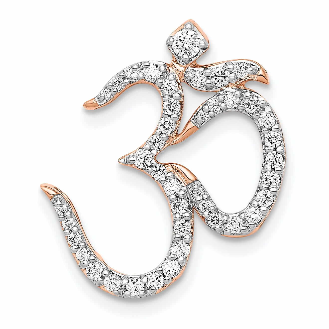 14k Rose Gold Open Back Polished Finish 0.316-CT Diamond Om Symbol