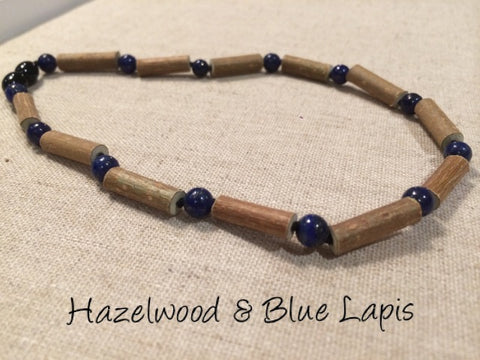 Relieve stress with Baltic Essentials Lapis Lazuli and Hazelwood Necklace