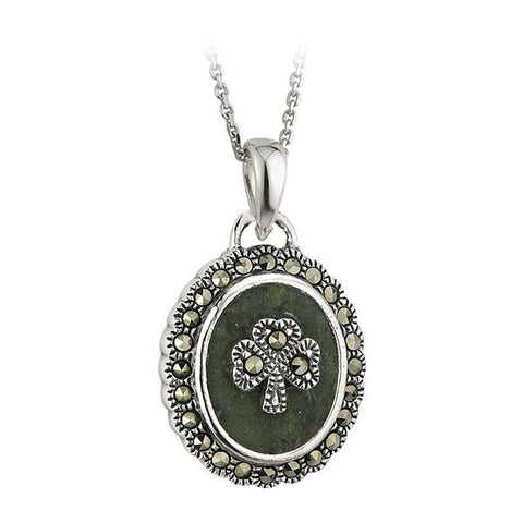 Marcasite Shamrock Pendant Necklace