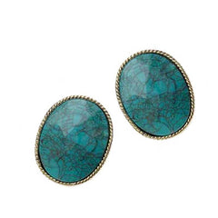 Turquoise oval clip0on earrings