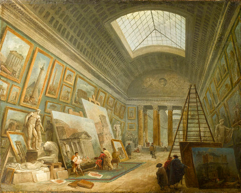 Painting Gallery Being Used as an Artist’s Studio, Hubert Robert, 1789, oil on canvas