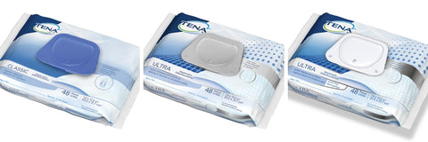 TENA disposable Washcloths in 3 formulas