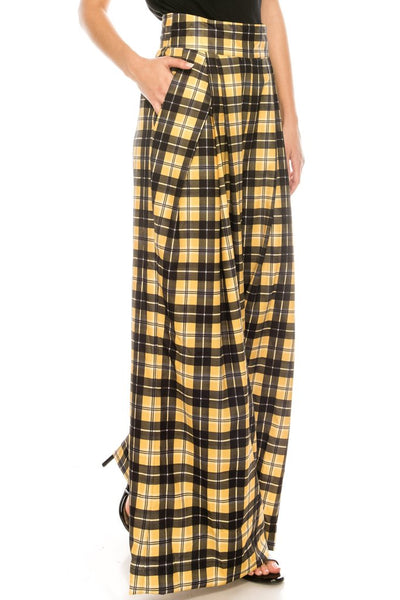 high waisted wide leg plaid pants