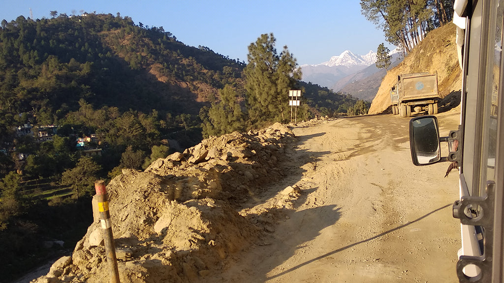 First glimpse of snow-capped mountains en route to Sari village 