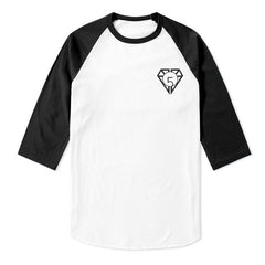 Brooke 93 on back, Fifth harmony pocket logo Unisex 3/4 Raglan Tee White-Black
