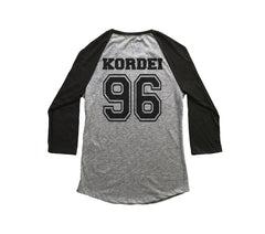 Kordei 96 on back, Fifth harmony pocket logo Unisex 3/4 Raglan Tee Sport Grey-Black