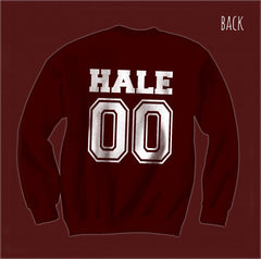 Hale 00 Beacon Hills Lacrosse CROSS Wolf Logo Teen Wolf Crewneck Sweatshirt Maroon - Meh. Geek - 3