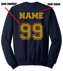 Customize - New Ravenclaw KEEPER Quidditch Team Yellow Unisex Crewneck Sweatshirt Navy (Adult)