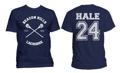 Hale 24 On Back Beacon Hills Lacrosse Cross Front Men T-shirt / Tee