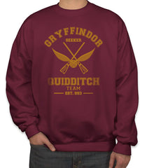 Customize - OLD Gryffindor SEEKER Quidditch Team Unisex Crewneck Sweatshirt Maroon Adult