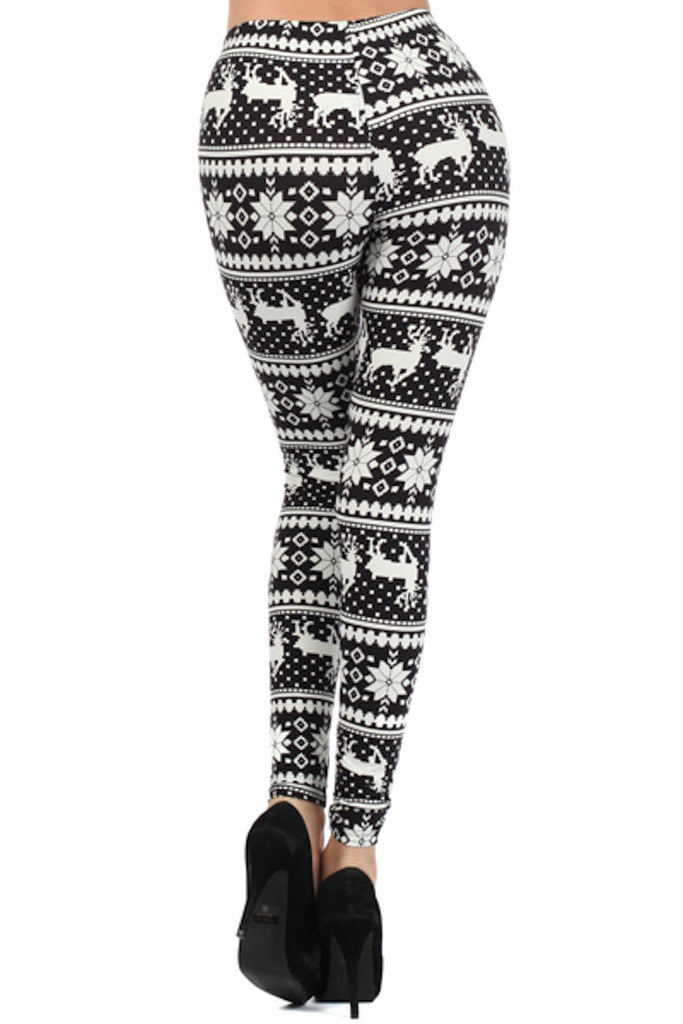 Reindeer Snowflake Printed Leggings