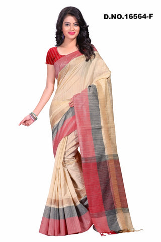 Red White Raw Silk Sarees