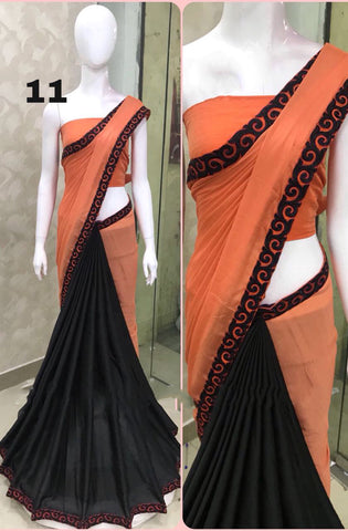 Beige & Sea Green Georgette Sarees