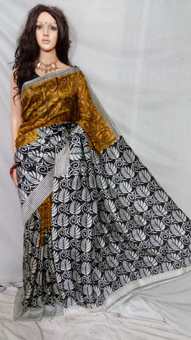 Yellow Murshidabad Silk Sarees