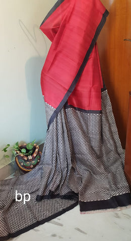 Black Acid Painting Bishnupuri Silk Sarees