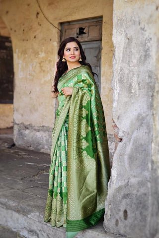 Yellow & Red Banarasi Silk Sarees