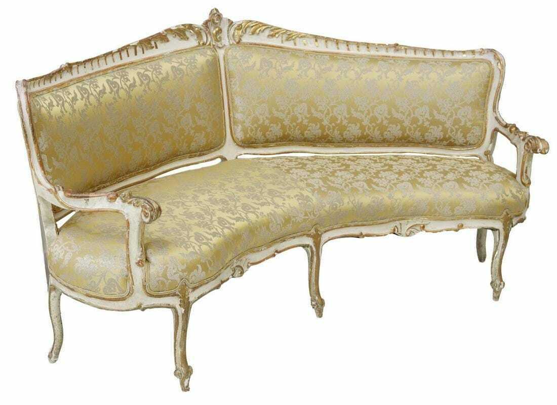 French Louis XV Style Parcel Gilt Long Sofa 19th Century 1800s 