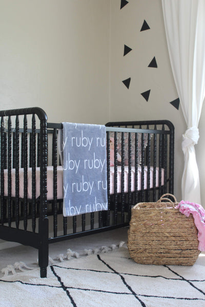 Nursery Vintage Crib Personalized Blanket Modern