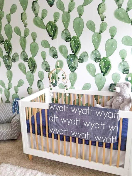 Nursery Modern Crib Personalized Blanket Wallpaper