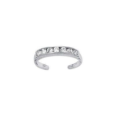 Ritastephens 10K Gold Crossover Shiny CZ Cubic Zirconia Toe Ring or Ring Body Art Adjustable Yellow or White