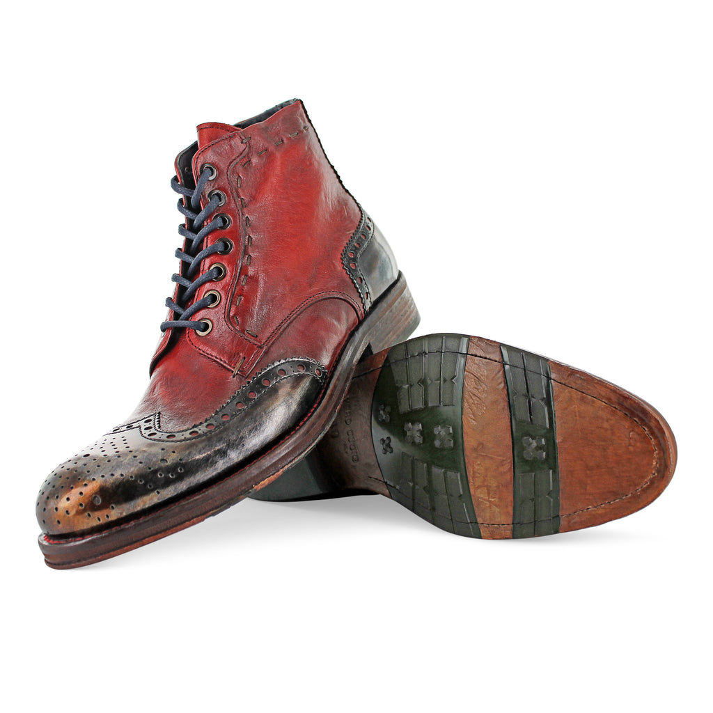 brogue boots red