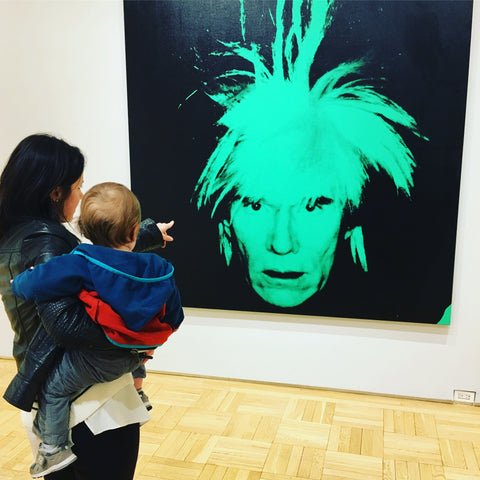 Julian and I seeing Warhol's Self Portraits. Fright Wig Series. Skarstedt Fine Art, New York, New York