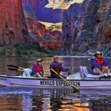 Greg Reiff post boat restoration cruising Sandra in the Marble Canyon.