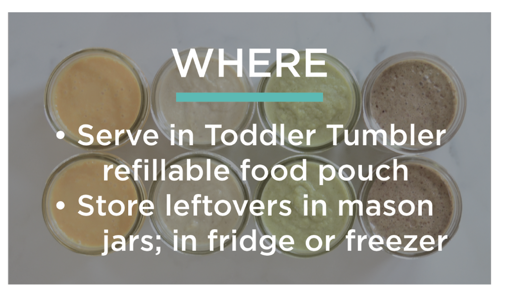 storing healthy baby food in mason jars and the toddler tumbler refillable food pouch