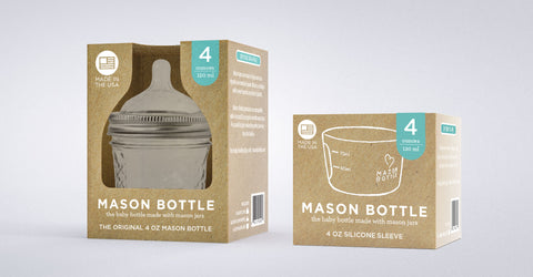 Mason Botle Makes Sustainable Glass Baby Bottle with Recyclable Packaging