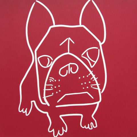 Art Greeting Card, Linocut, French Bulldog by Jane Bristowe
