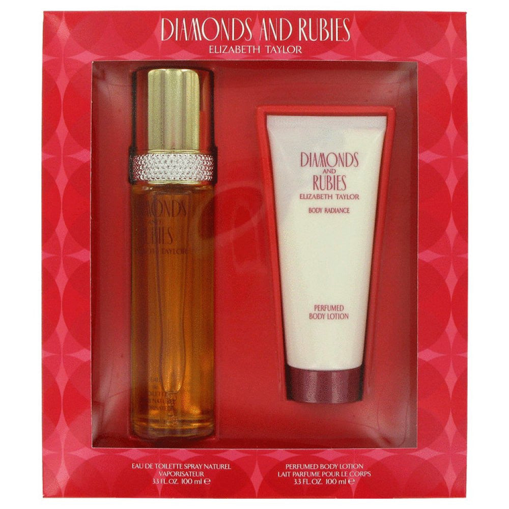 Diamonds & Rubies By Elizabeth Taylor Gift Set -- 3.3 Oz Eau De Toilette Spray + 3.3 Oz Body Lotion