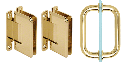 CRL Brass Pinnacle Shower Pull and Hinge Set - P1NS3BR