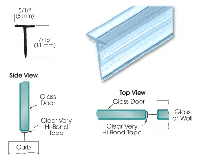 CRL Translucent Vinyl Edge 'T' Wipe for 7/16" Maximum Gap - 90 in long