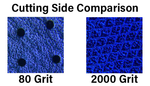 80 grit vs 2000 grit cutting side comparison