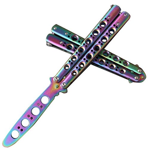 HOT !Butterfly knife CSGO Balisong Trainer Lover ,3D Skull Engraved  Stainless Steel Practice Training Butterfly knives Sharp Blade ,Defense  Survival knives - Wish