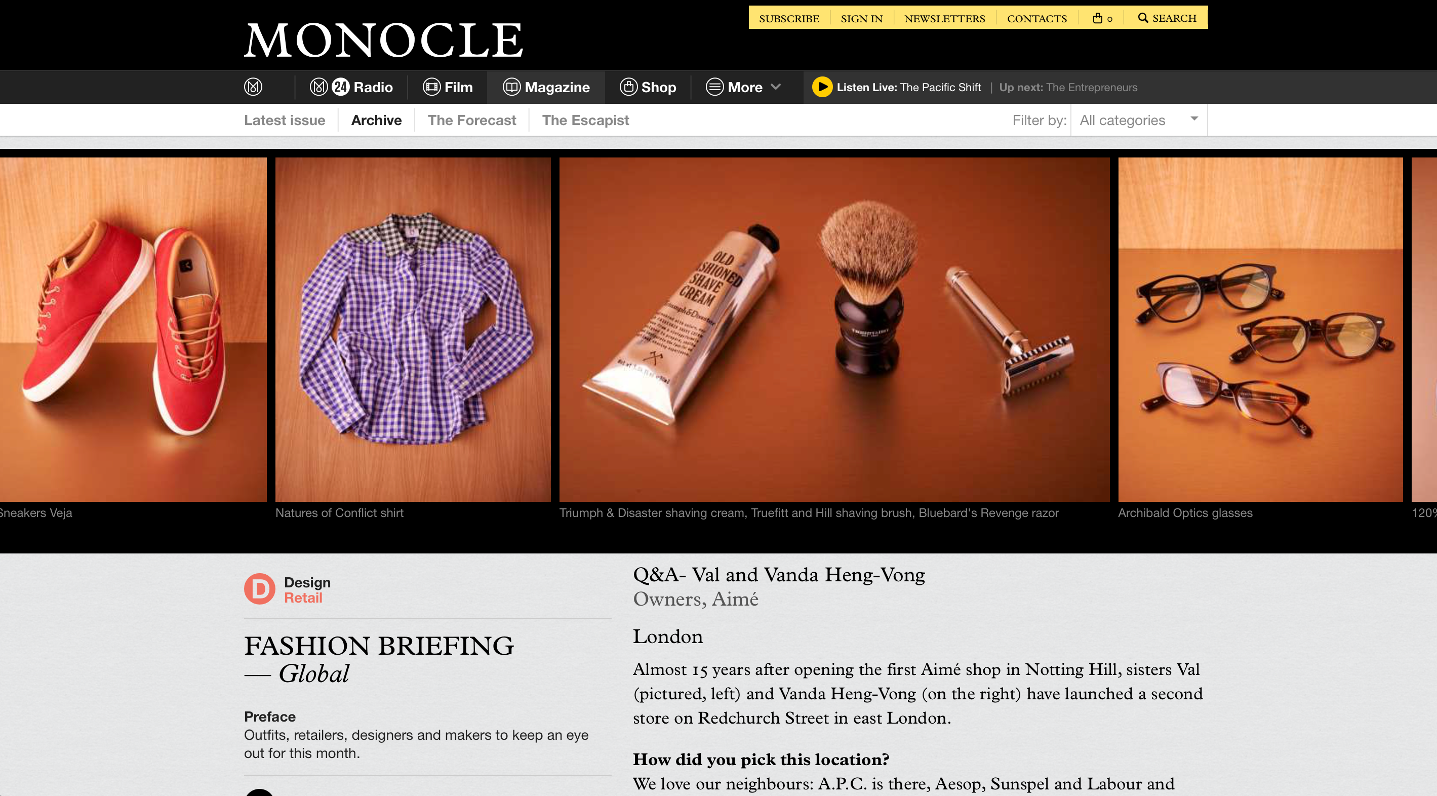 Monocle - Global Fashion Briefing featuring Triumph & Disaster