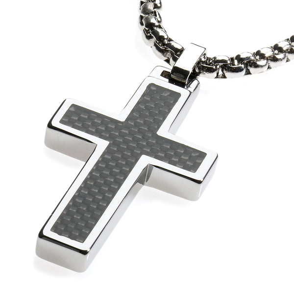 black tungsten cross necklace