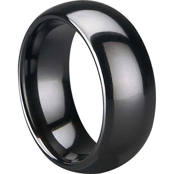 GESTALT® Black Ceramic Ring - 8mm width . Domed & Polished Design.