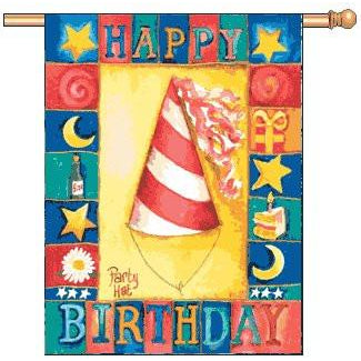 Happy Birthday Hat - House Flag - FlagsOnline.com by CRW Flags Inc.