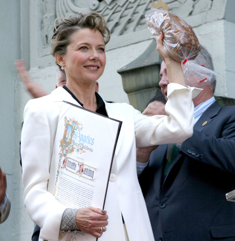 Annette Bening Wearing SG Liquid Metal Bracelet by Jewelry Designer Sergio Gutierrez