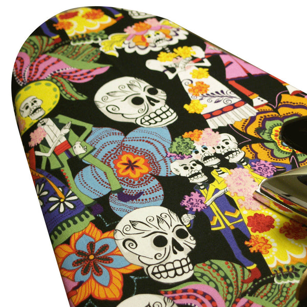 PADDED Ironing Board Cover Designer ironing board cover Custom cover Alexander Henry's Day of the Dead in black fabric pick your size