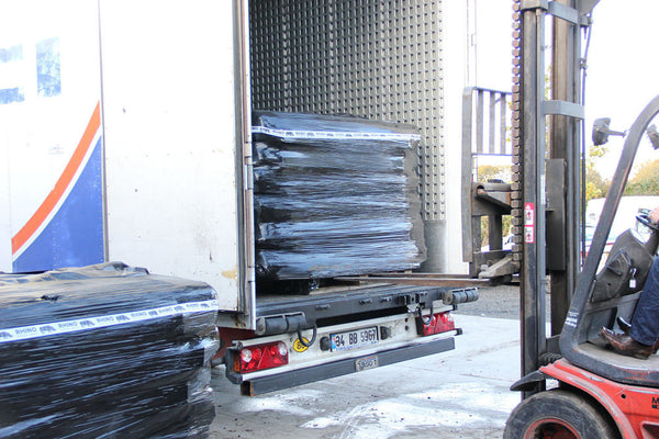loading truck for shrink wrap export